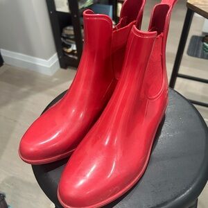 Vibrant Red Ankle Boots